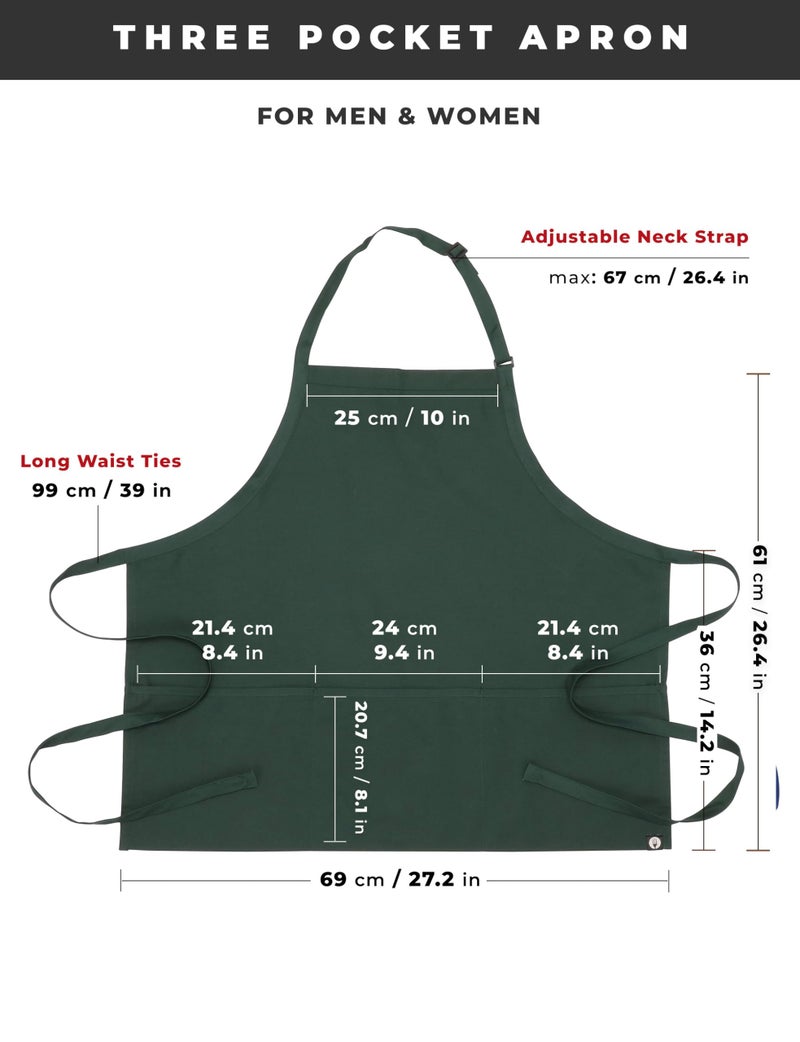 Chef Works Unisex Three Pocket Apron, Hunter Green, One Size - Image 5